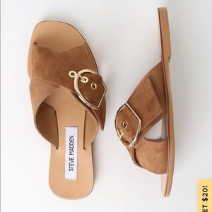 Cognac Suede Leather Sandals